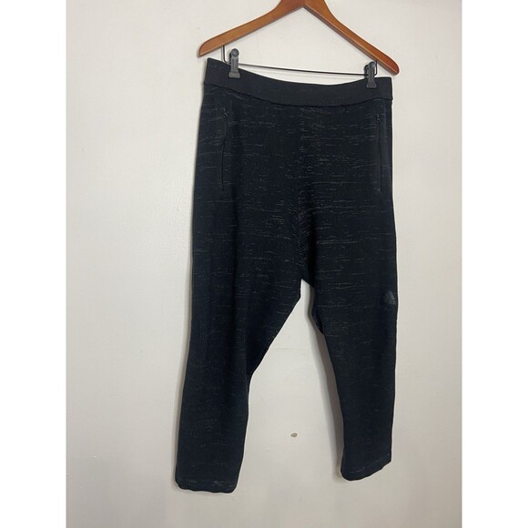 Adidas Women's Large Black Waffle Knit Cropped Lounge Sweat Pants Pockets - Picture 2 of 6